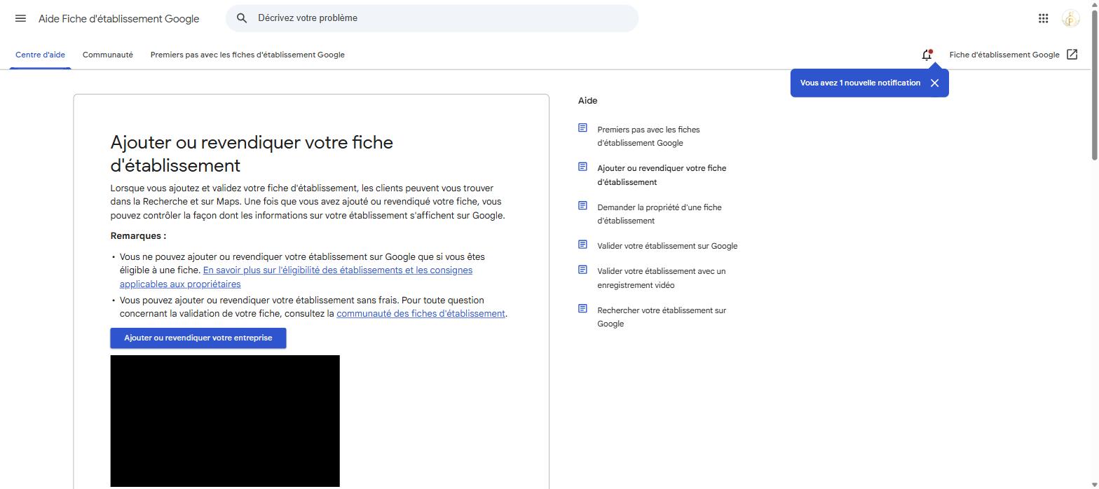 Aide officielle Google - Fiche d'établissement