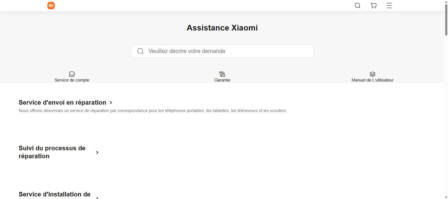 Assistance officielle Xiaomi