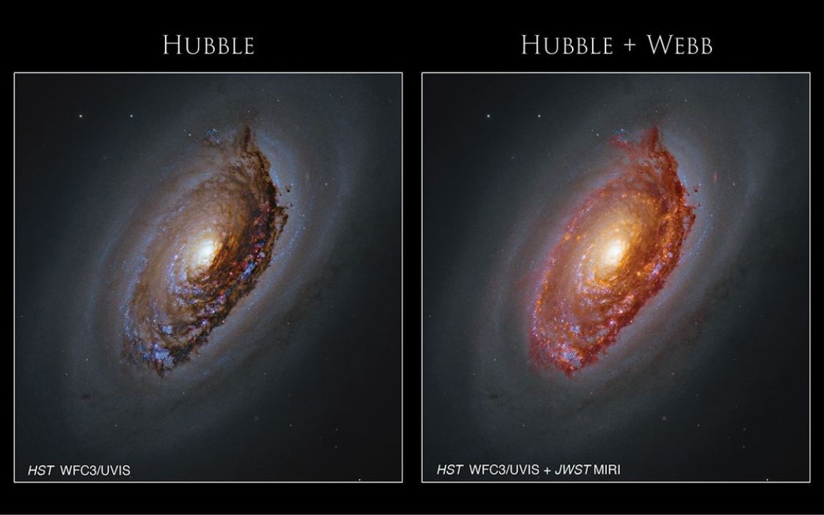 La Galaxie de l'Œil noir dévoilée : quand Hubble et James Webb unissent leurs pouvoirs